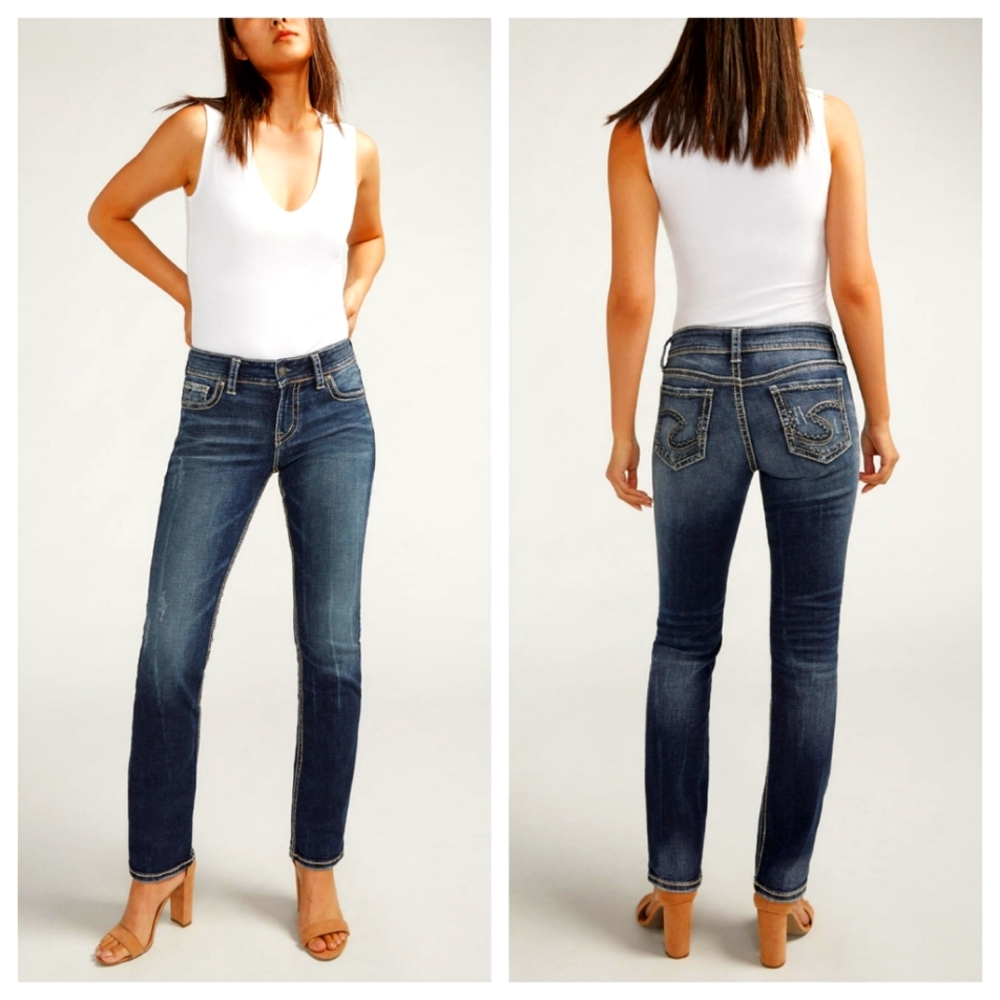 SILVER Suki Mid Rise Straight Leg Jeans 32W 32L